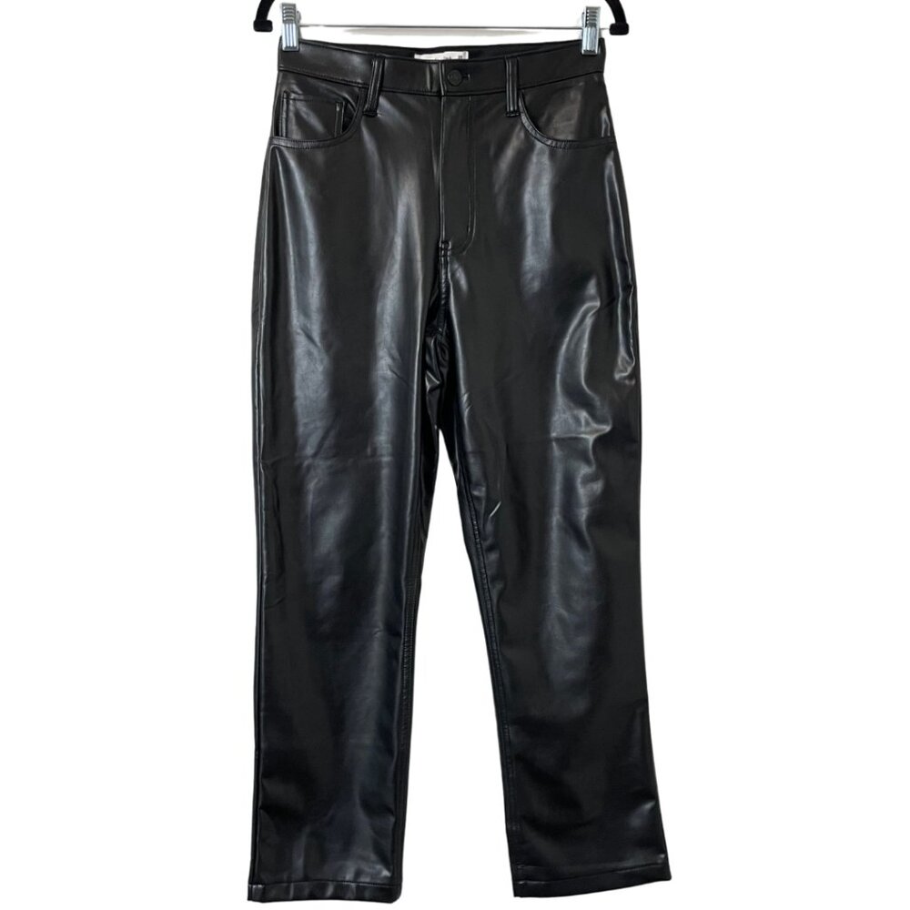 Abercrombie & Fitch Curve Love 28 6 Vegan Leather Pants 90s Straight High Rise